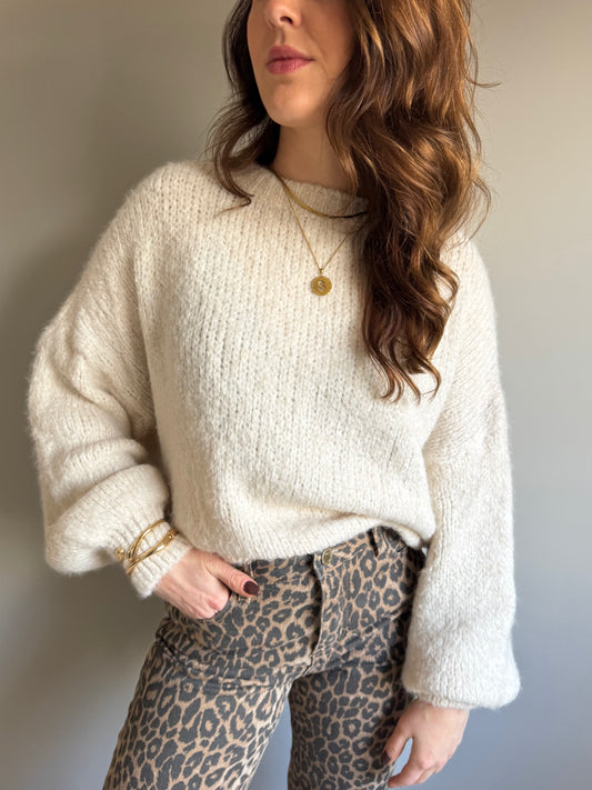 Sophie knitted trui creme