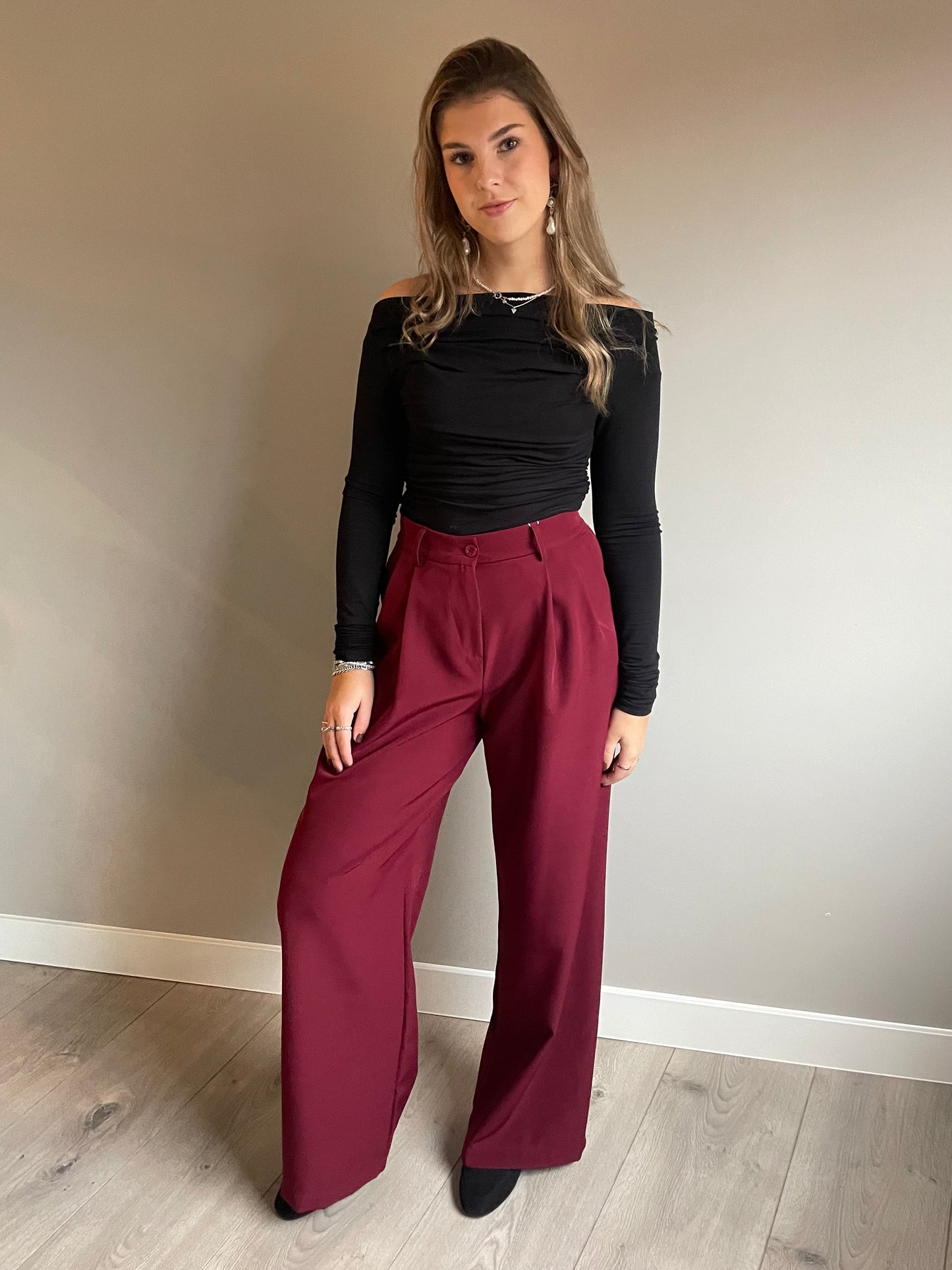Petra super wide pantalon bordeaux